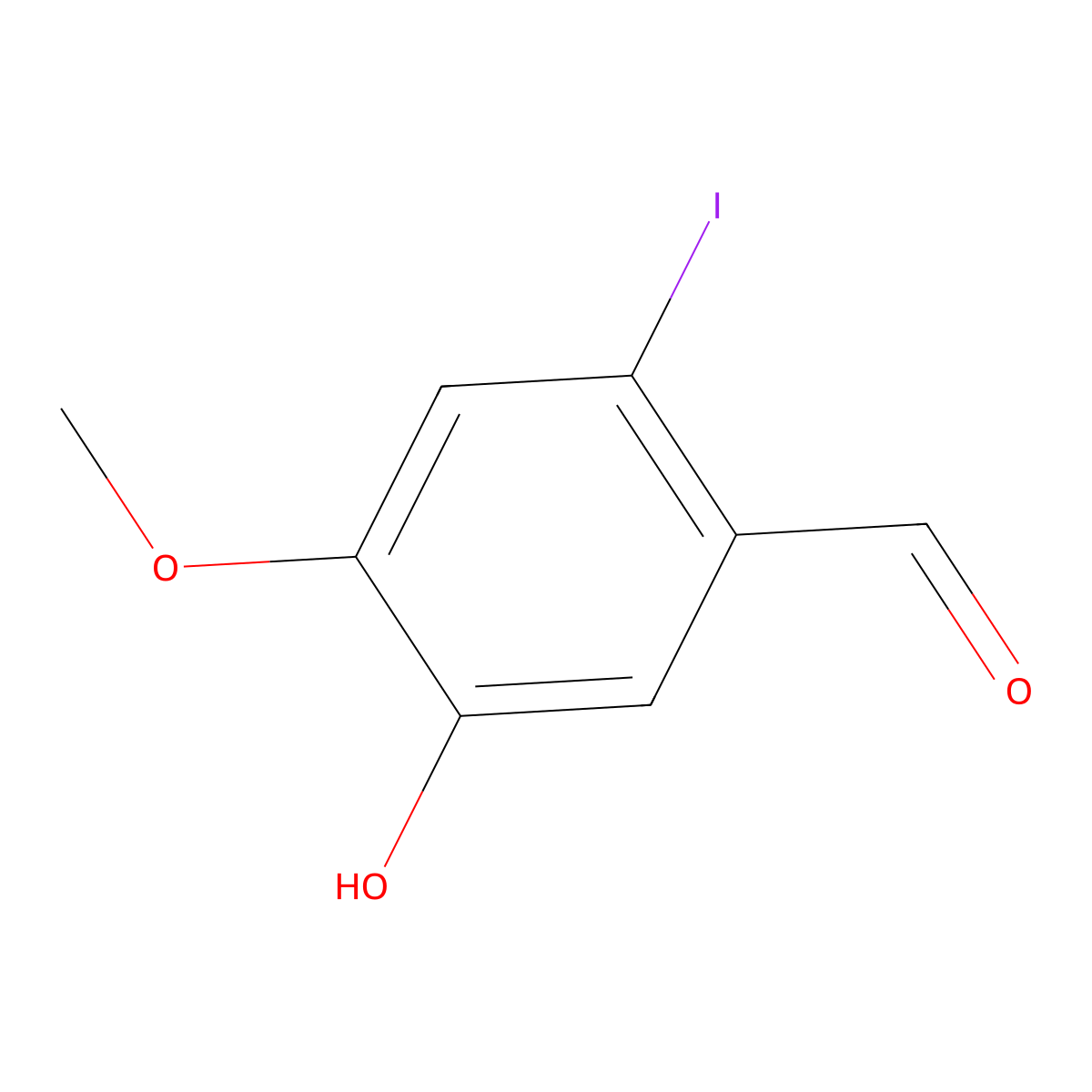 5-Hydroxy-2-iodo-4-methoxybenzaldehyde molecular structure, CAS 69048-73-3