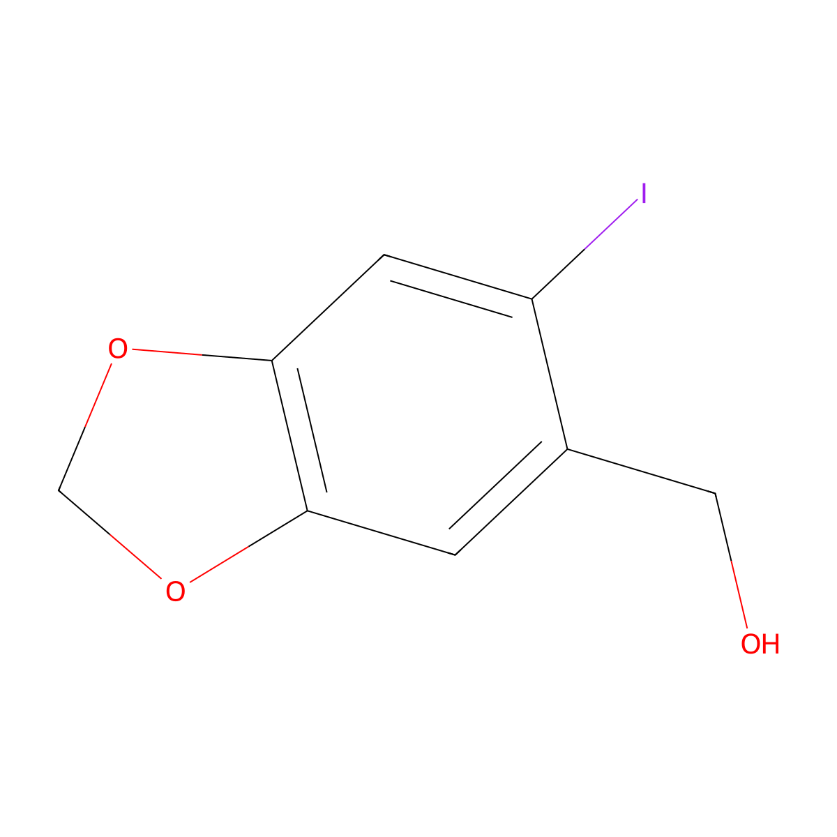 (6-Iodo-2H-1,3-benzodioxol-5-yl)methanol molecular structure, CAS 69048-76-6