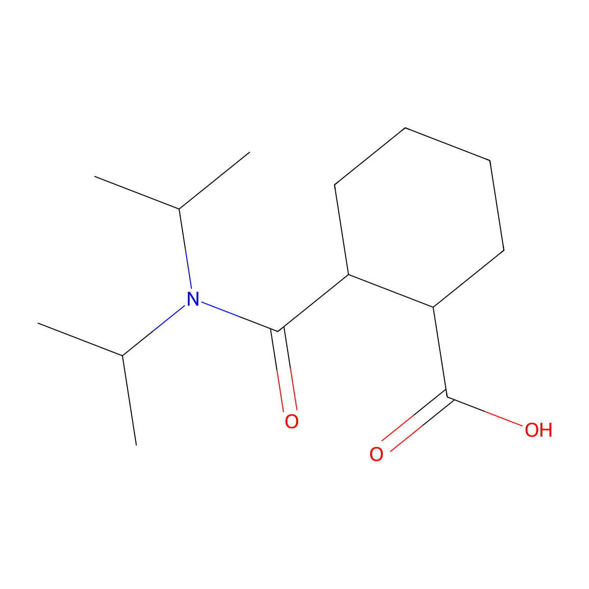 2-[Di(propan-2-yl)carbamoyl]cyclohexane-1-carboxylic acid molecular structure, CAS 69049-88-3