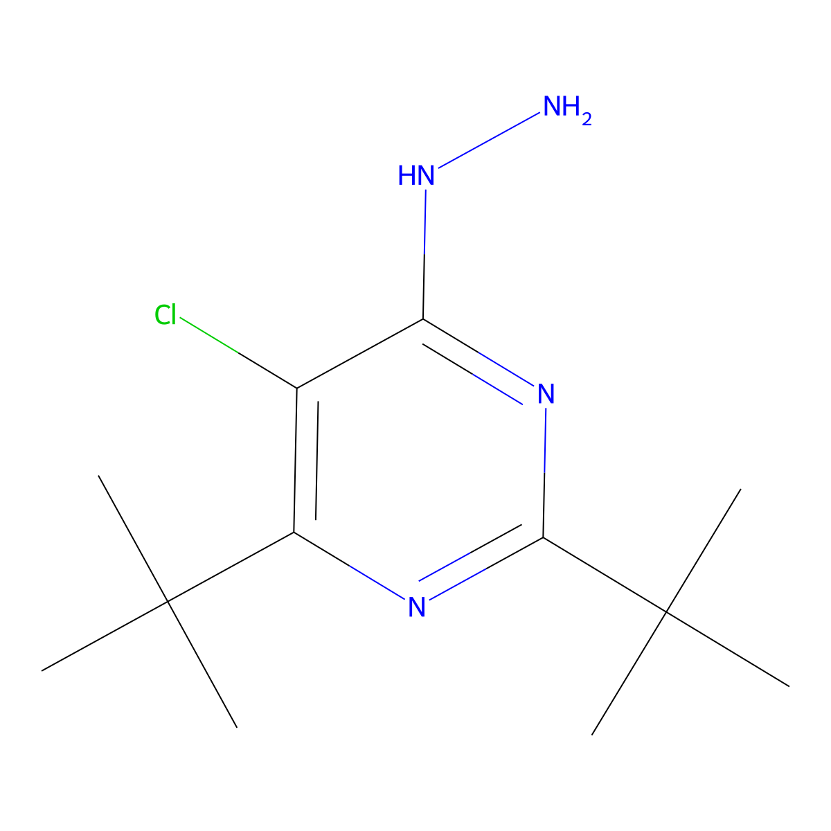 2,4-Ditert-butyl-5-chloro-6-hydrazinopyrimidine molecular structure, CAS 69050-86-8