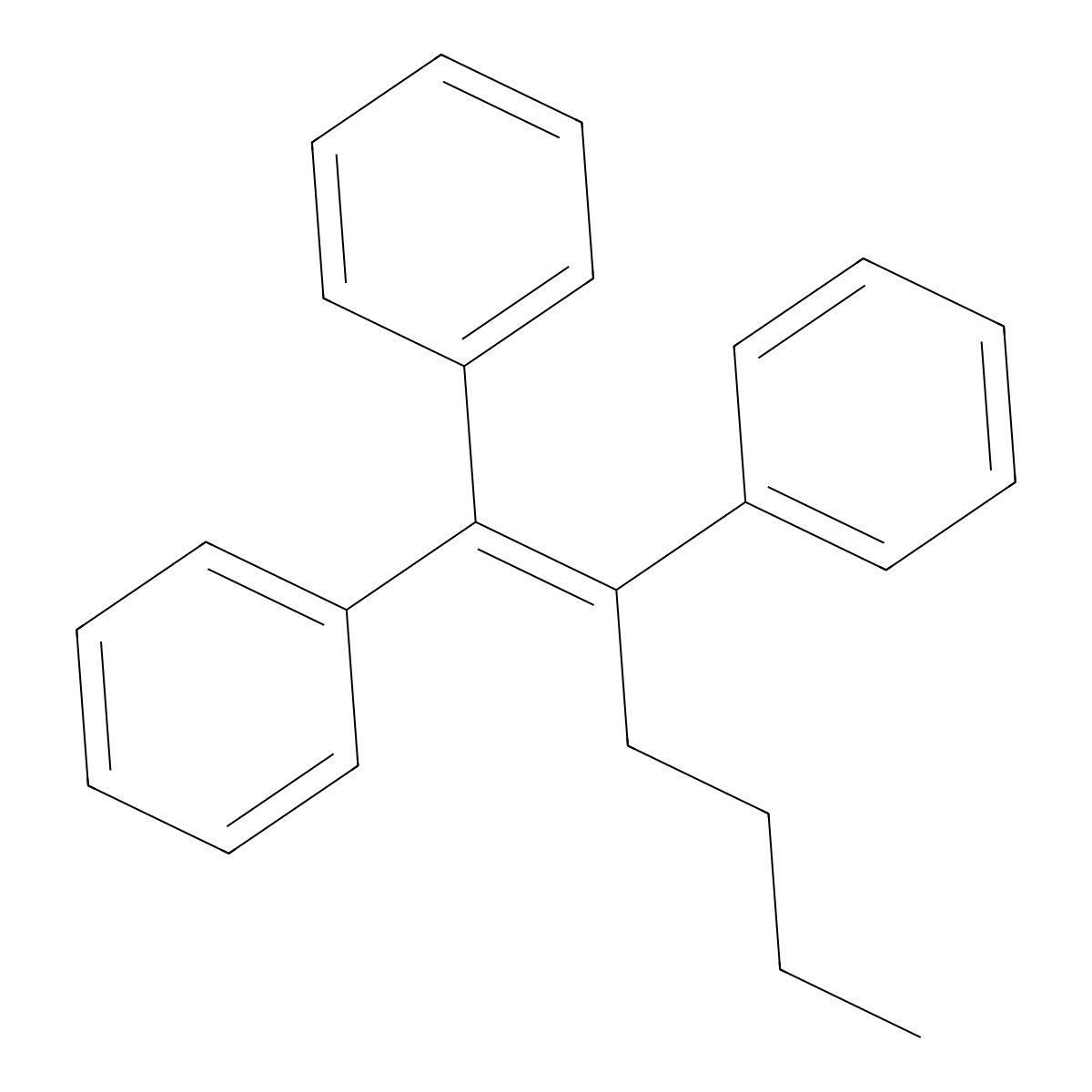 Hex-1-ene-1,1,2-triyltribenzene molecular structure, CAS 69052-92-2