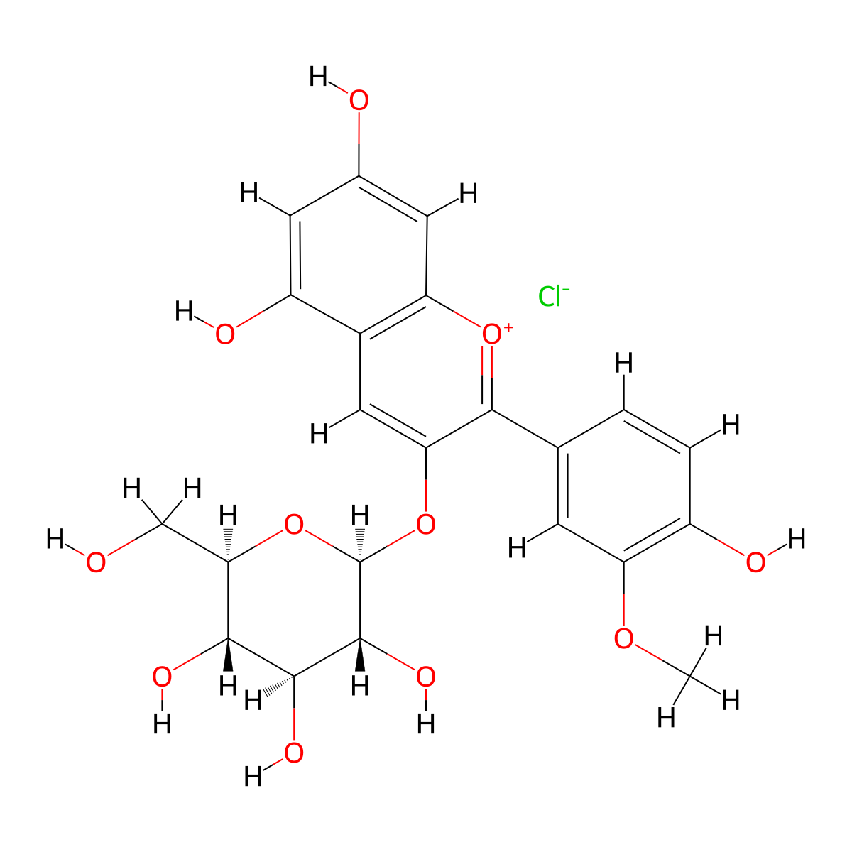 Peonidin 3-Glucoside molecular structure, CAS 6906-39-4