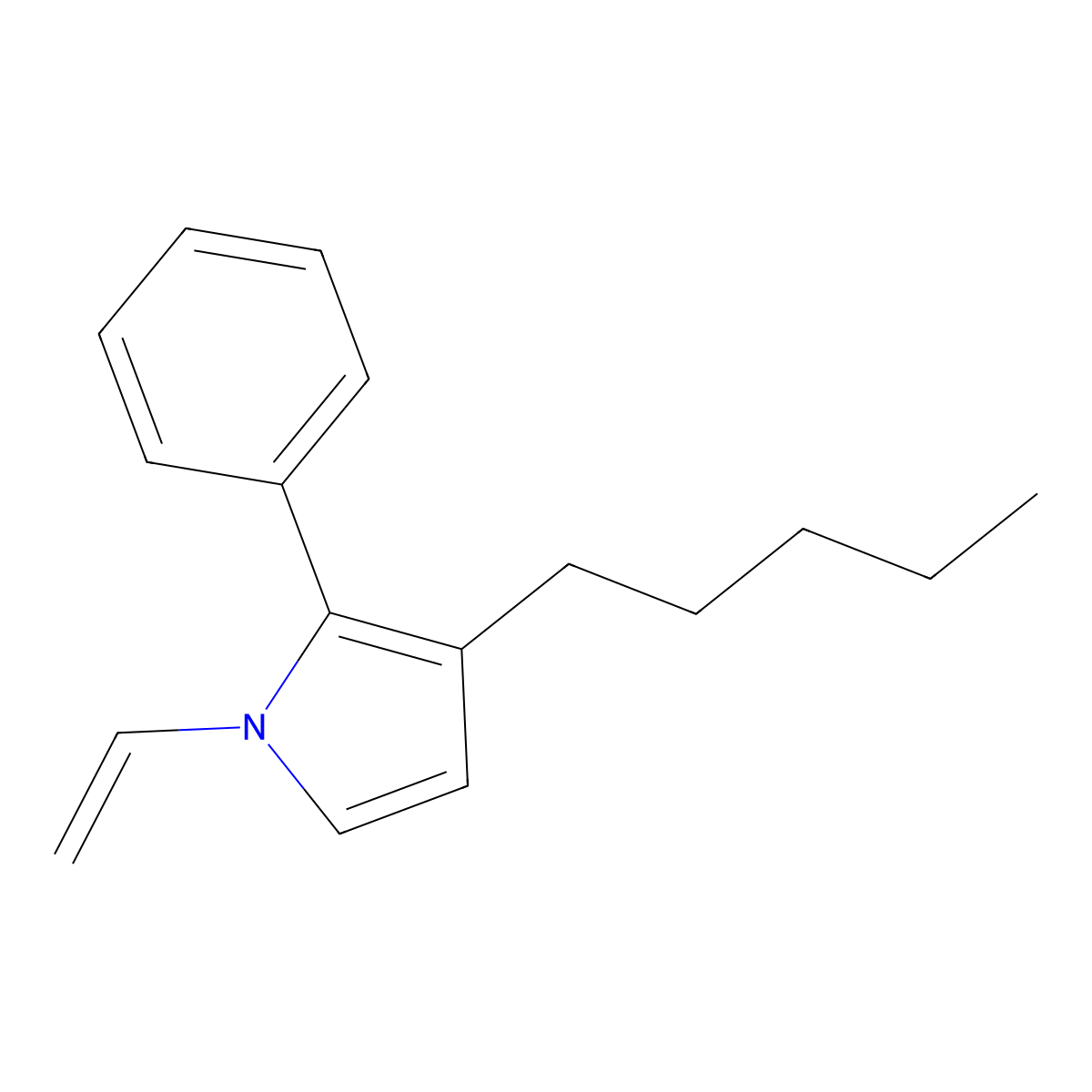 1H-Pyrrole, 1-ethenyl-3-pentyl-2-phenyl- molecular structure, CAS 69060-53-3