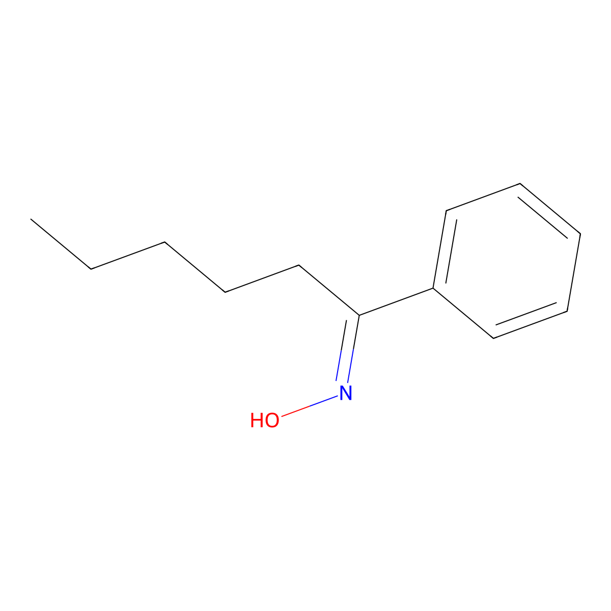 1-Hexanone, 1-phenyl-, oxime molecular structure, CAS 69060-56-6