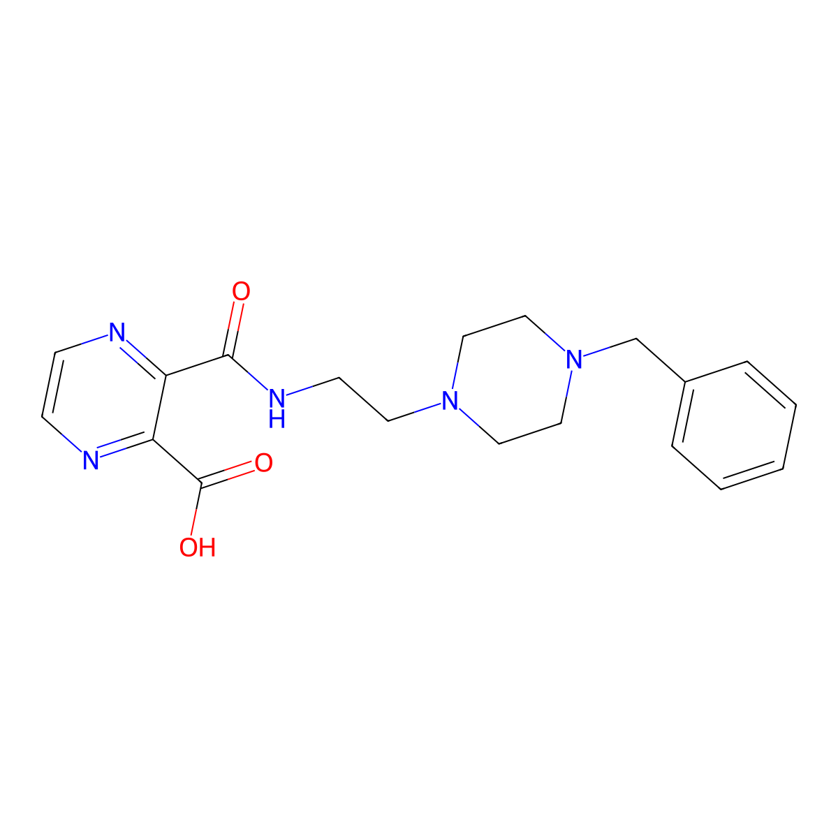 3-[2-(4-benzylpiperazin-1-yl)ethylcarbamoyl]pyrazine-2-carboxylic Acid molecular structure, CAS 690626-19-8