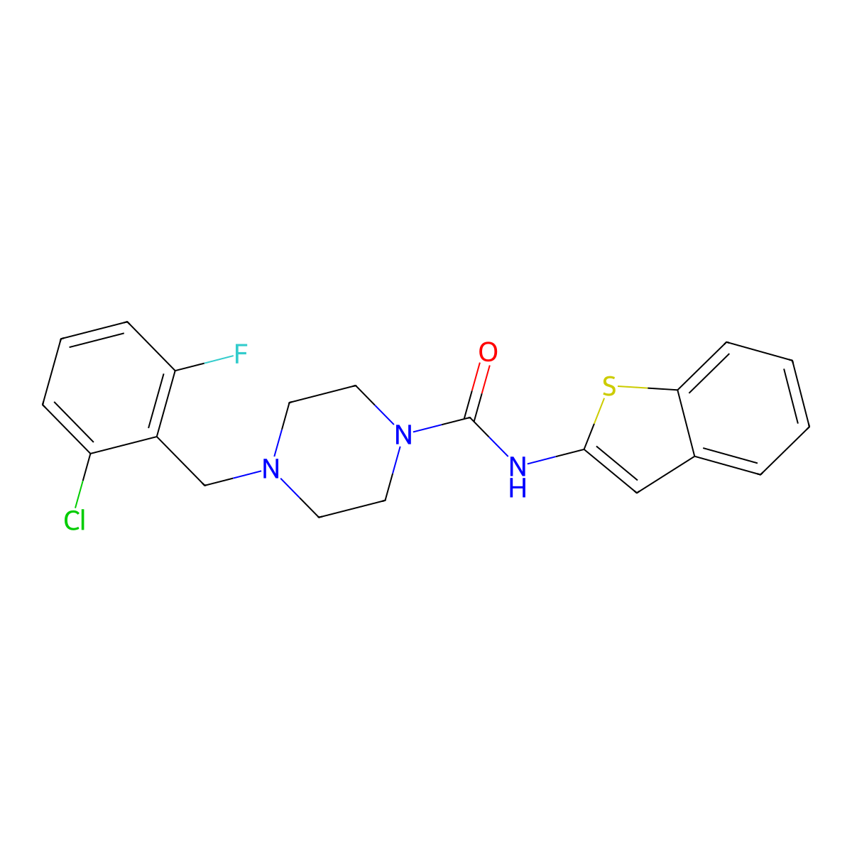 N-(1-benzothiophen-2-yl)-4-[(2-chloro-6-fluorophenyl)methyl]piperazine-1-carboxamide molecular structure, CAS 690626-60-9