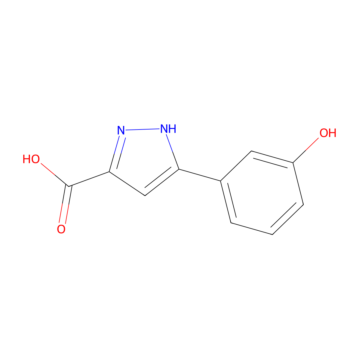 5-(3-Hydroxyphenyl)-1H-pyrazole-3-carboxylic acid molecular structure, CAS 690631-98-2