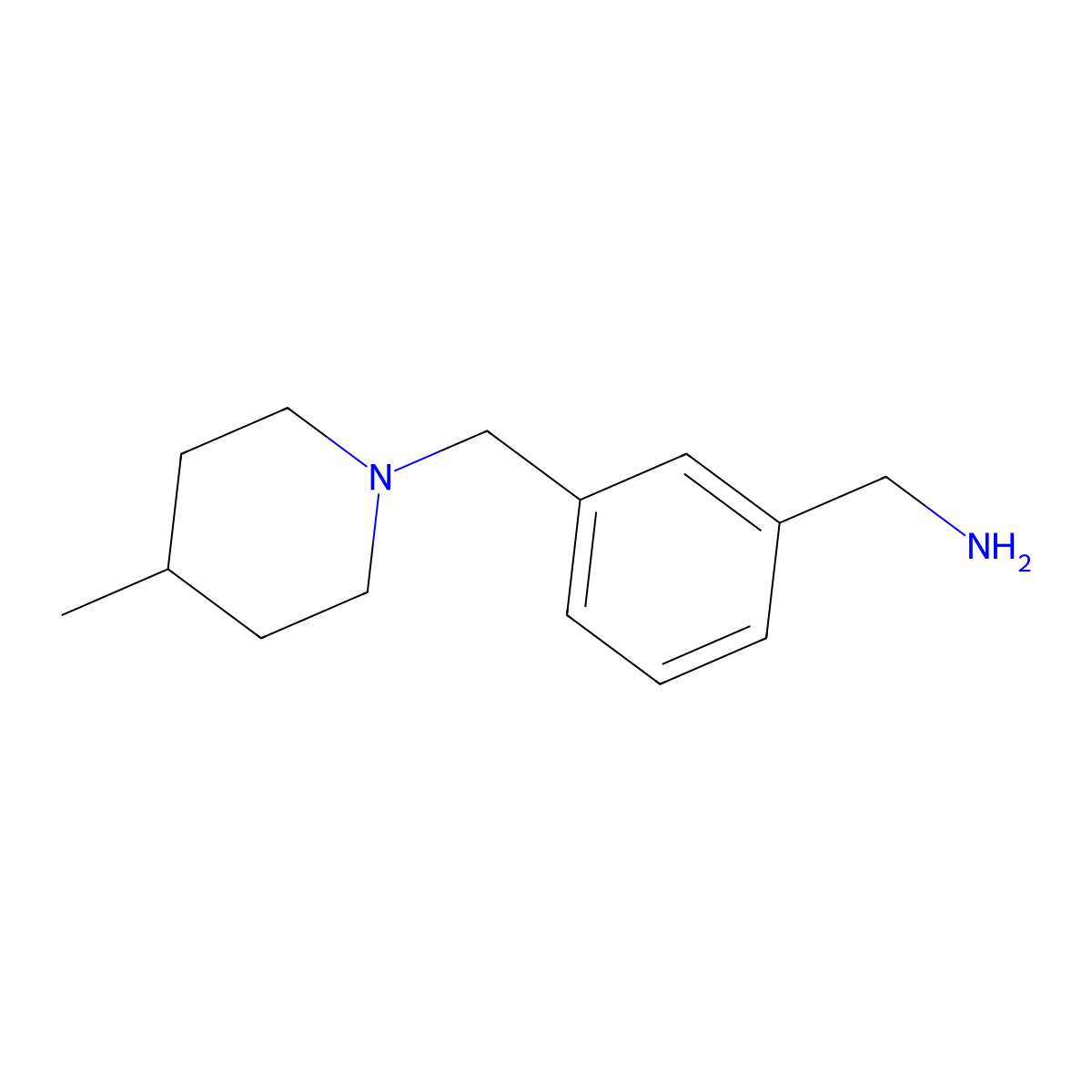(3-((4-Methylpiperidin-1-yl)methyl)phenyl)methanamine molecular structure, CAS 690632-06-5