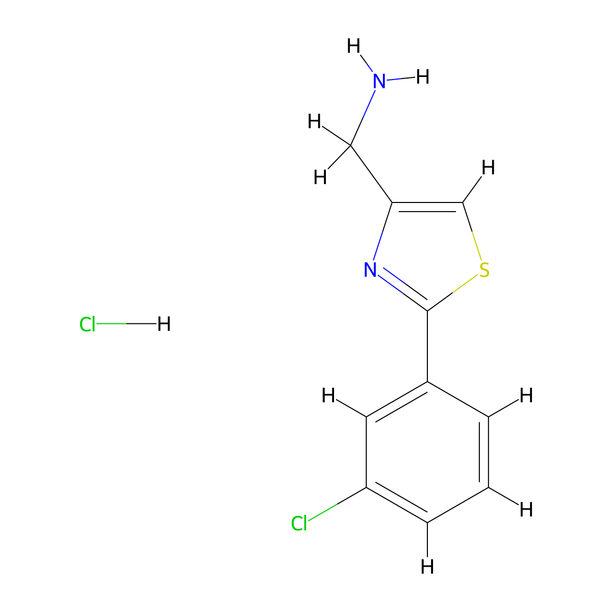 [2-(3-Chlorophenyl)-1,3-thiazol-4-yl]methanamine hydrochloride molecular structure, CAS 690632-12-3