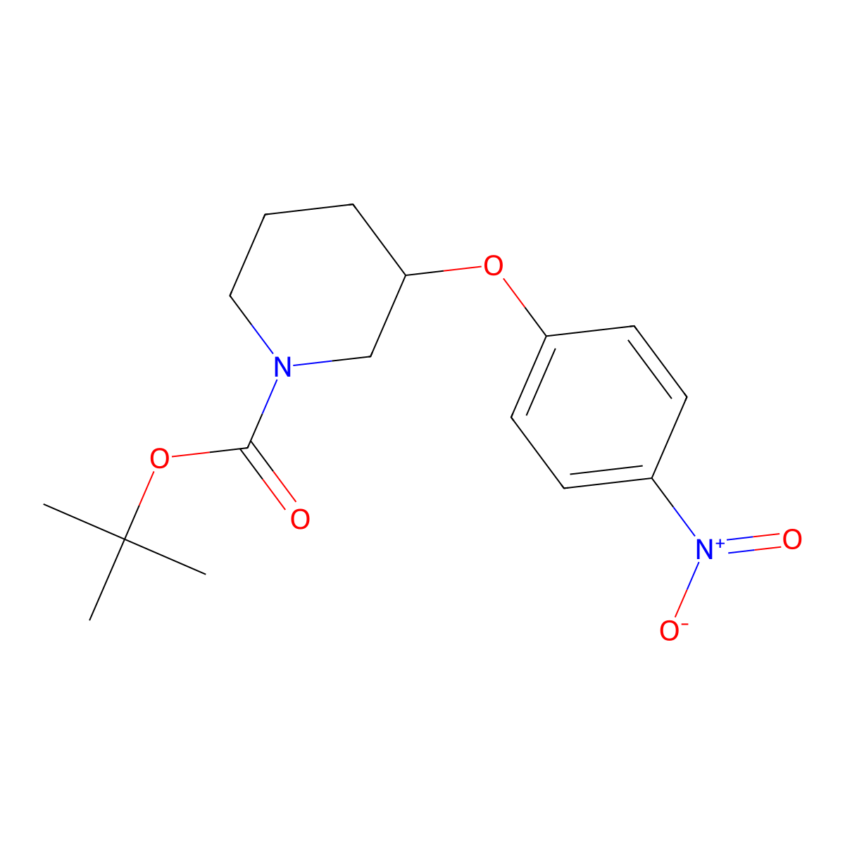 Tert-butyl 3-(4-nitrophenoxy)piperidine-1-carboxylate molecular structure, CAS 690632-16-7