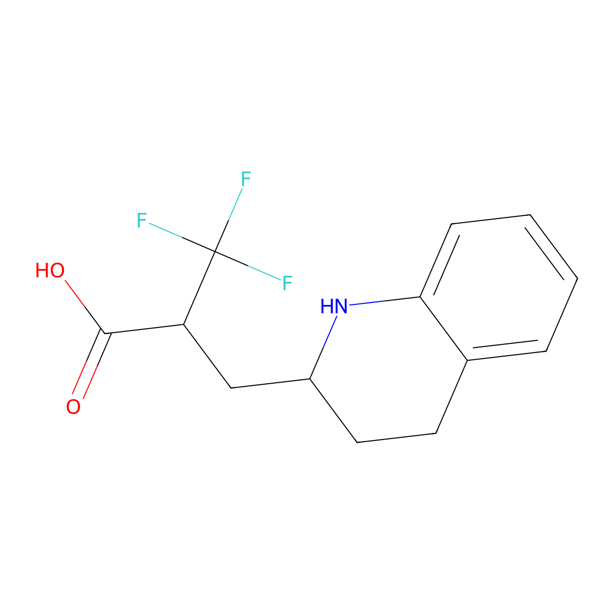 3-(1,2,3,4-Tetrahydroquinolin-2-yl)-2-(trifluoromethyl) propionic acid molecular structure, CAS 690632-20-3