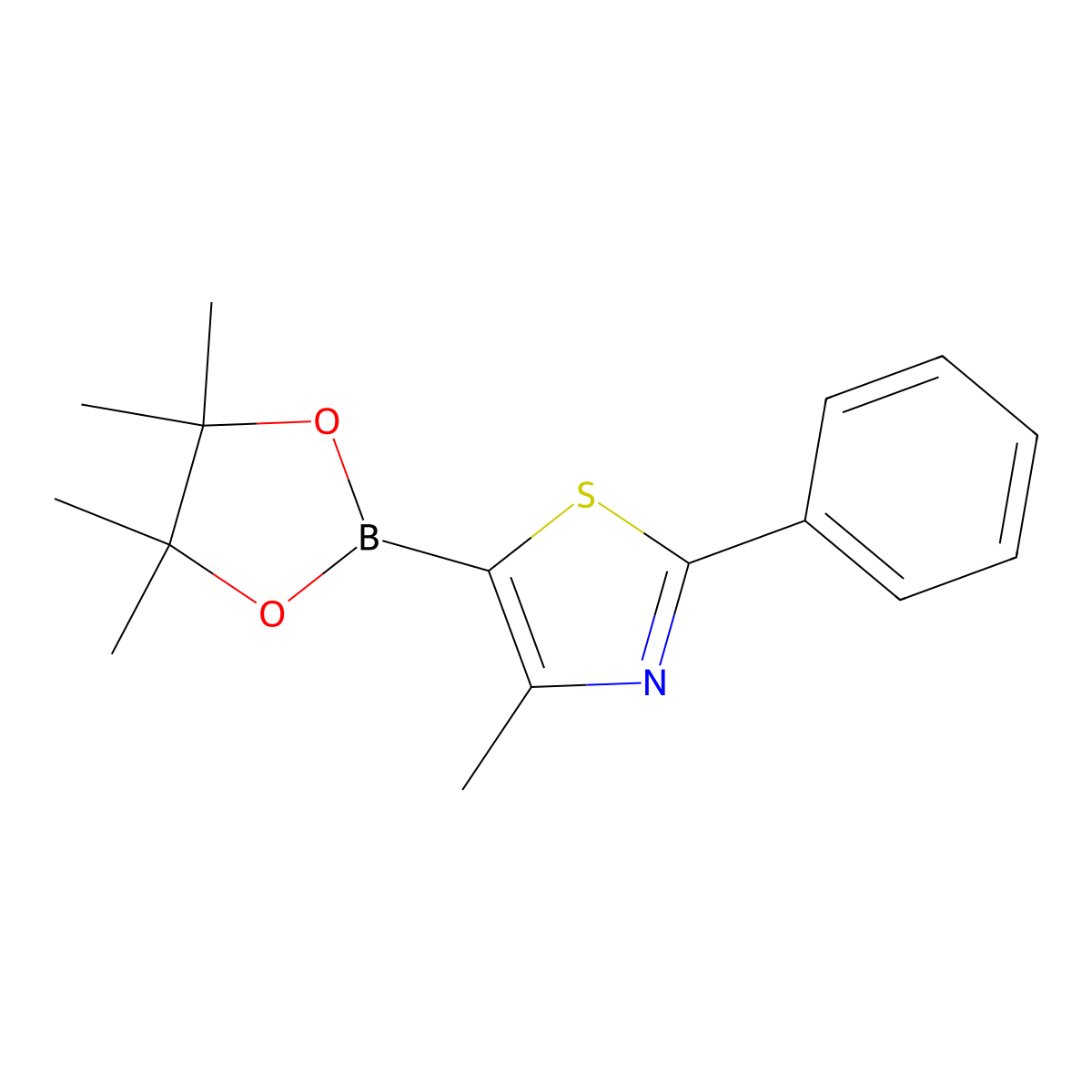 4-Methyl-2-Phenyl-5-(4,4,5,5-Tetramethyl-1,3,2-Dioxaborolan-2-Yl)-1,3-Thiazole molecular structure, CAS 690632-24-7