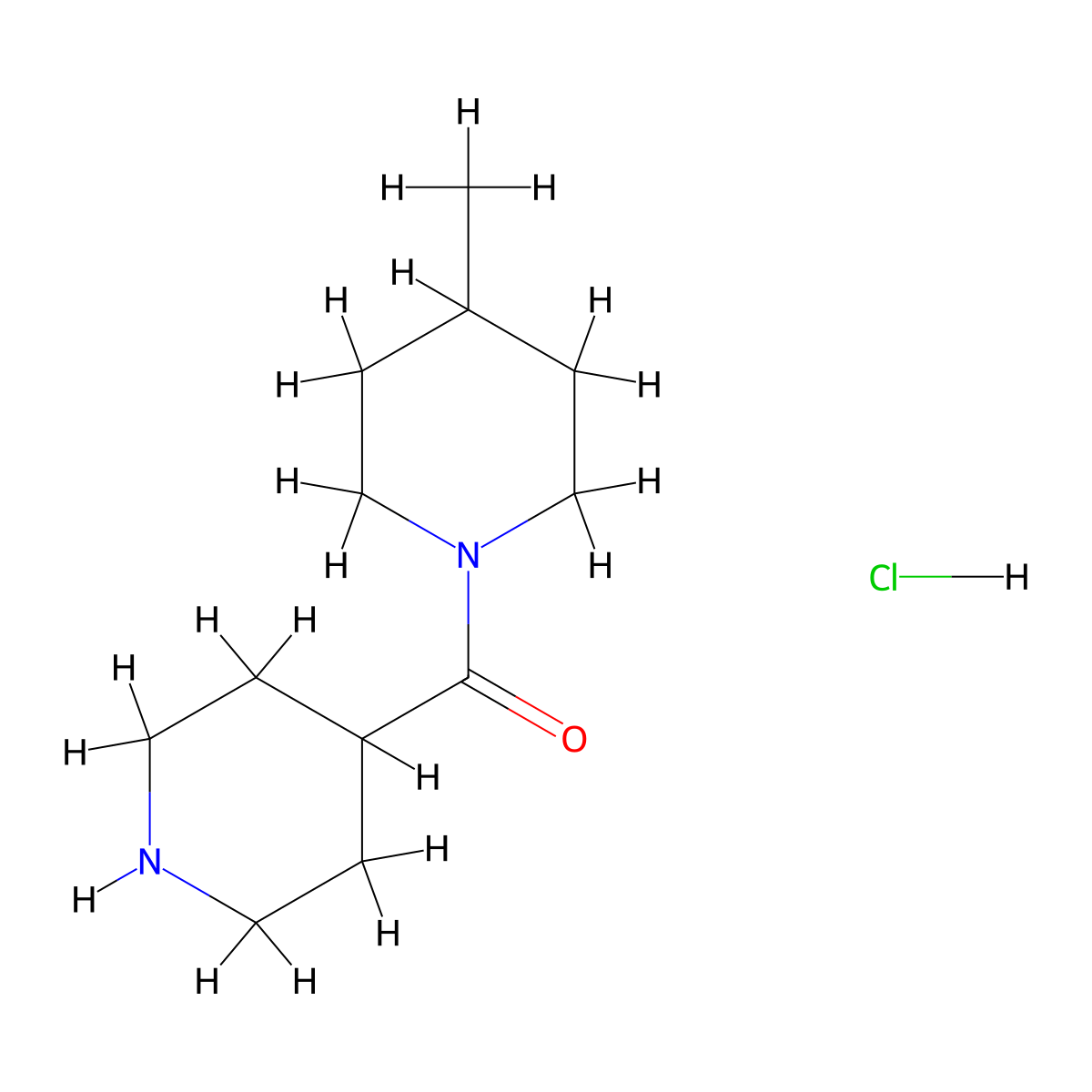 4-Methyl-1-(piperidine-4-carbonyl)piperidine hydrochloride molecular structure, CAS 690632-27-0