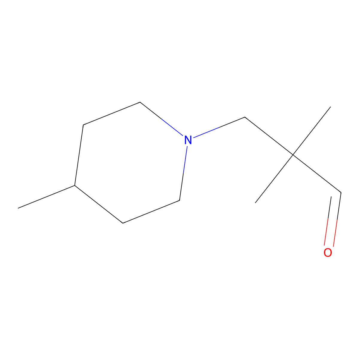2,2-Dimethyl-3-(4-methylpiperidin-1-yl)propanal molecular structure, CAS 690632-29-2
