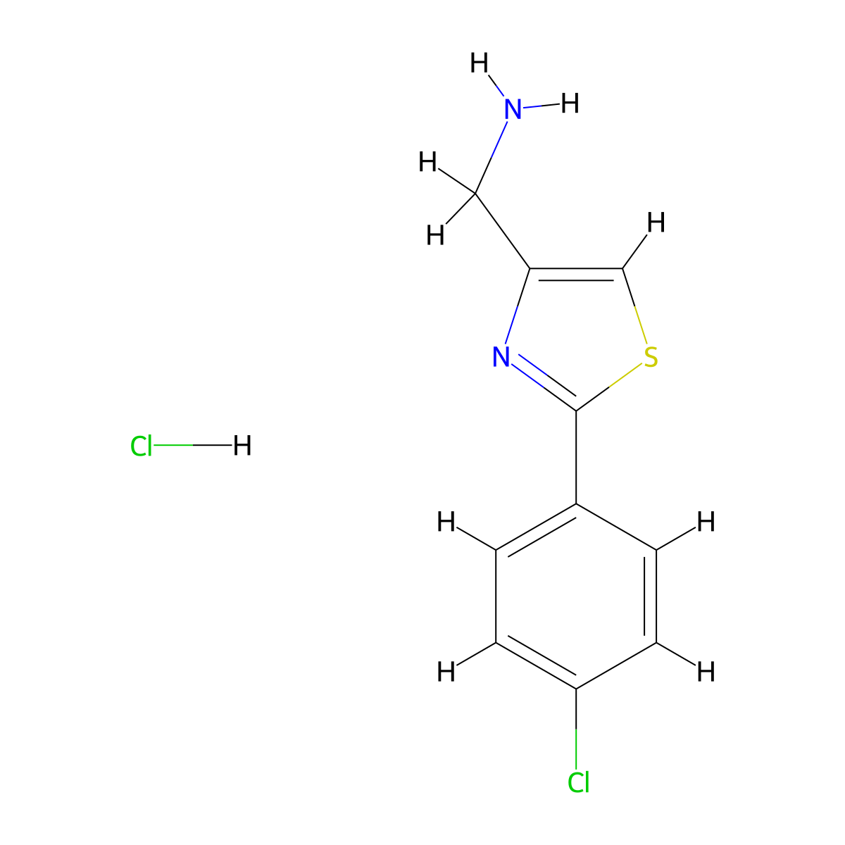 (2-(4-Chlorophenyl)thiazol-4-YL)methanamine hydrochloride molecular structure, CAS 690632-35-0