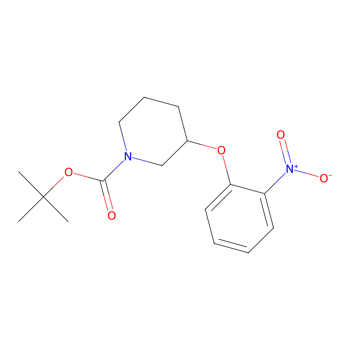 Tert-butyl 3-(2-nitrophenoxy)piperidine-1-carboxylate molecular structure, CAS 690632-67-8