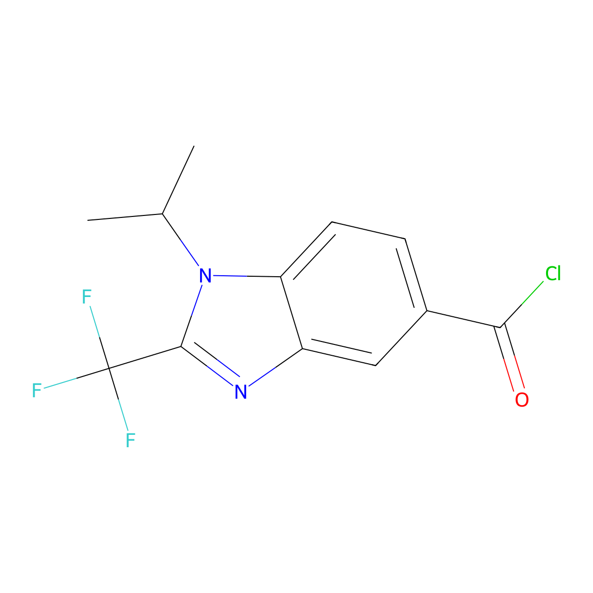 1-Isopropyl-2-(trifluoromethyl)-1H-benzimidazole-5-carbonyl chloride molecular structure, CAS 690632-69-0