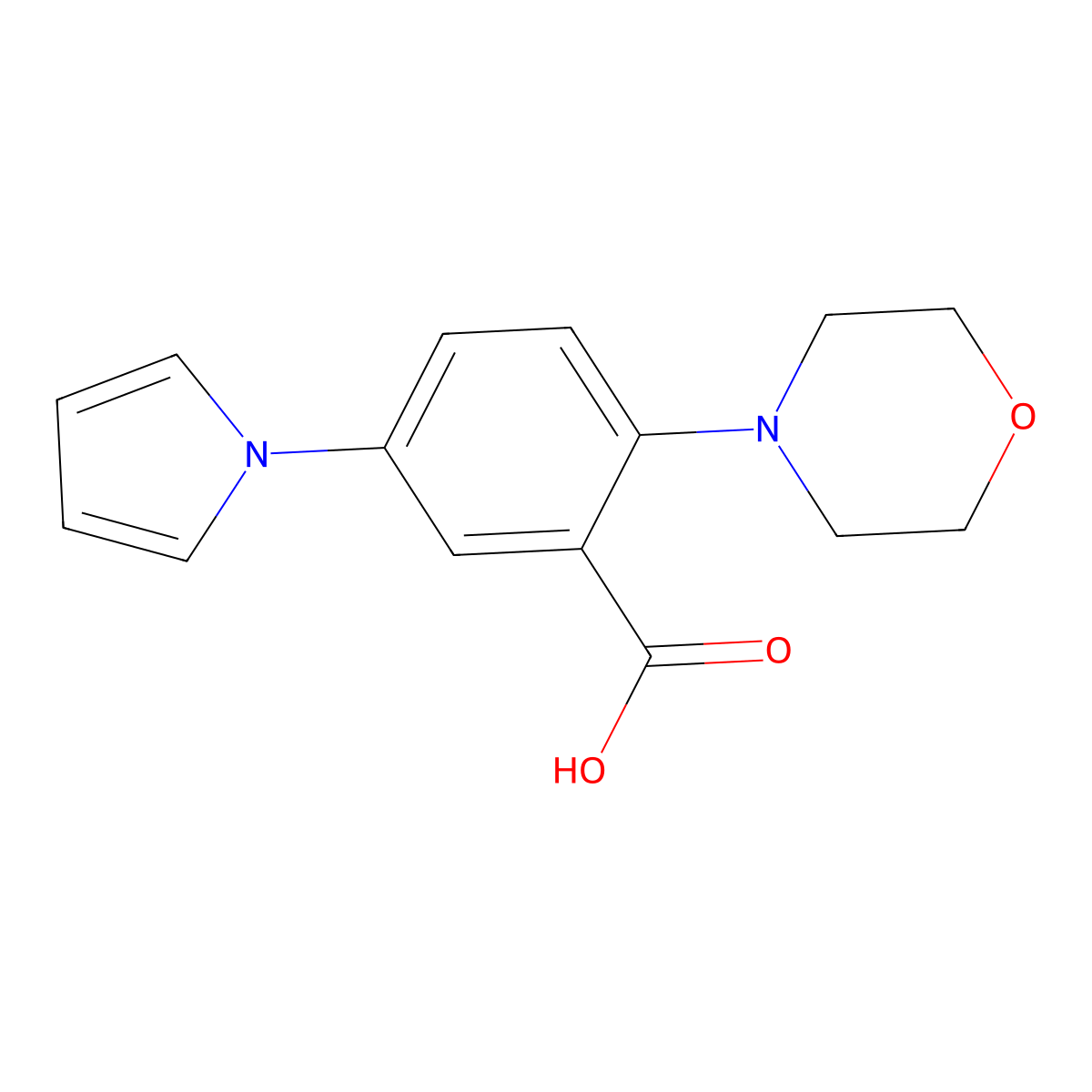 2-morpholino-5-(1H-pyrrol-1-yl)benzoic acid molecular structure, CAS 690632-76-9