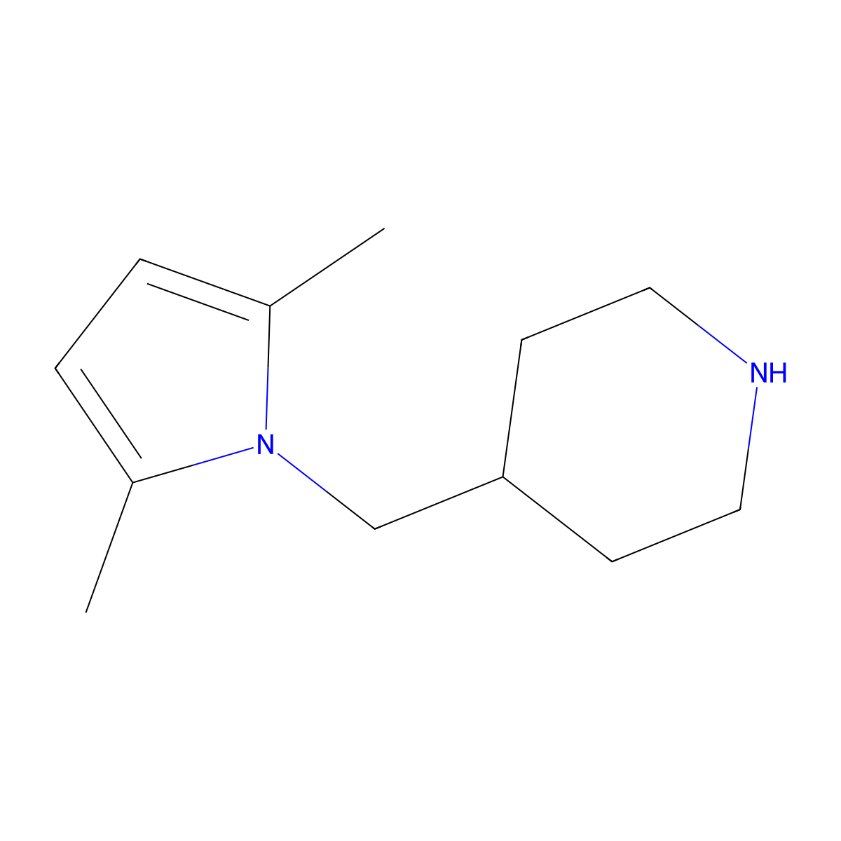 4-[(2,5-dimethyl-1H-pyrrol-1-yl)methyl]piperidine molecular structure, CAS 690632-77-0