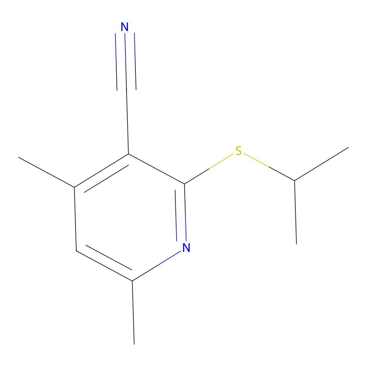 2-(Isopropylsulfanyl)-4,6-dimethylnicotinonitrile molecular structure, CAS 690632-78-1