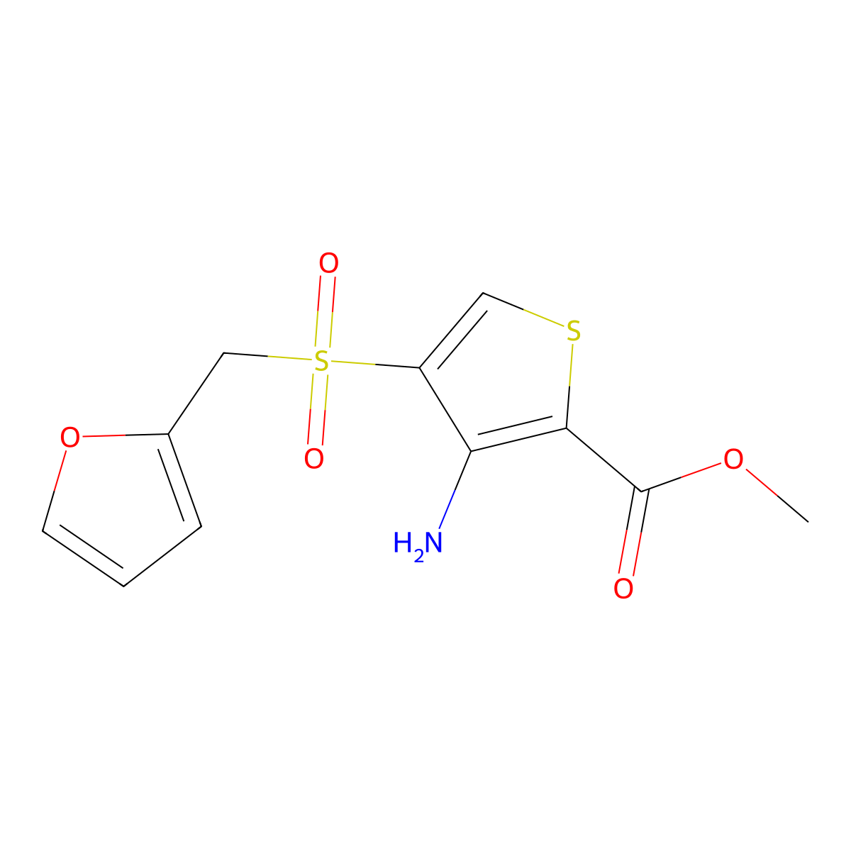 Methyl 3-amino-4-[(2-furylmethyl)sulfonyl]thiophene-2-carboxylate molecular structure, CAS 690632-80-5