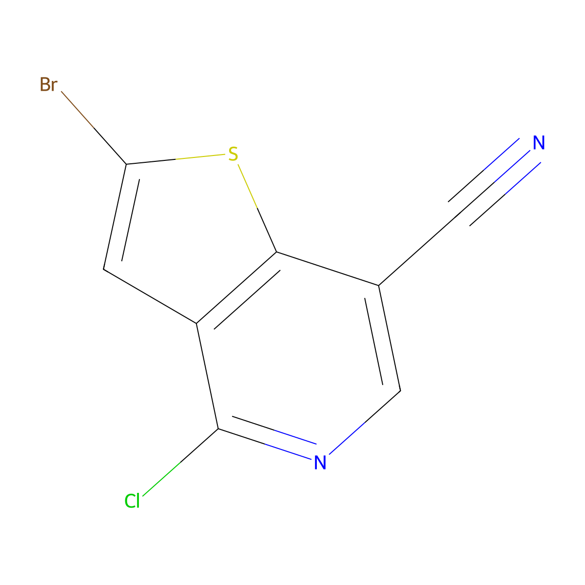 2-Bromo-4-chlorothieno[3,2-c]pyridine-7-carbonitrile molecular structure, CAS 690635-43-9