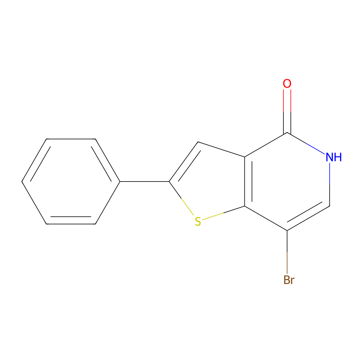 7-Bromo-2-phenylthieno[3,2-c]pyridin-4(5H)-one molecular structure, CAS 690636-04-5