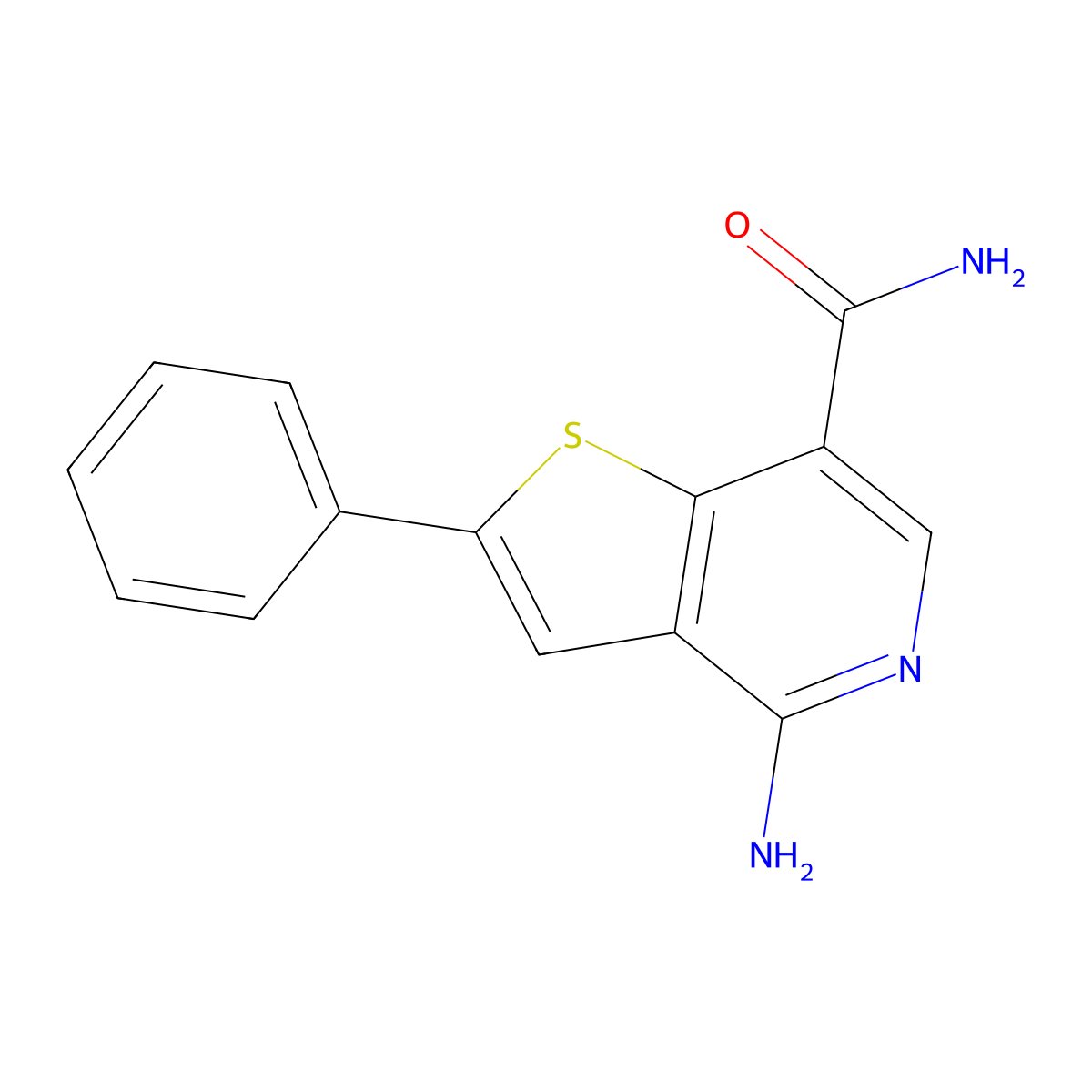 4-Amino-2-phenylthieno[3,2-c]pyridine-7-carboxamide molecular structure, CAS 690636-48-7