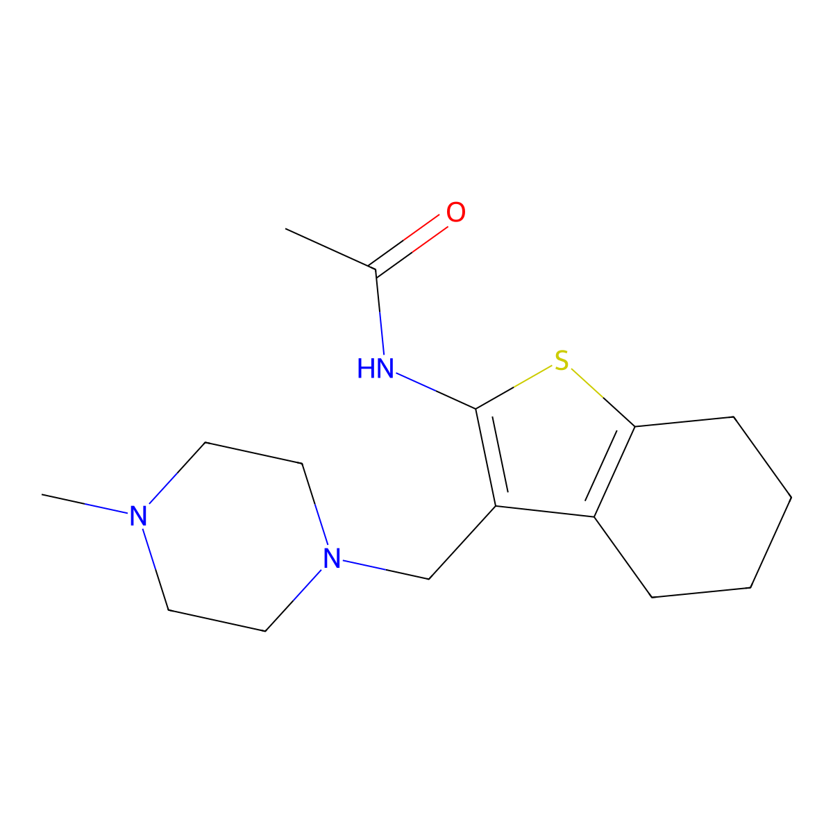 N-{3-[(4-methylpiperazin-1-yl)methyl]-4,5,6,7-tetrahydro-1-benzothiophen-2-yl}acetamide molecular structure, CAS 690639-43-1