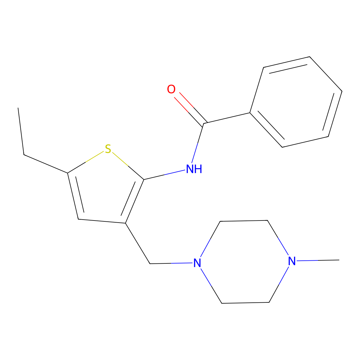 N-(5-ethyl-3-((4-methylpiperazin-1-yl)methyl)thiophen-2-yl)benzamide molecular structure, CAS 690639-50-0