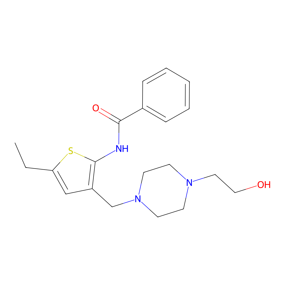 N-(5-ethyl-3-{[4-(2-hydroxyethyl)piperazin-1-yl]methyl}thiophen-2-yl)benzamide molecular structure, CAS 690639-52-2