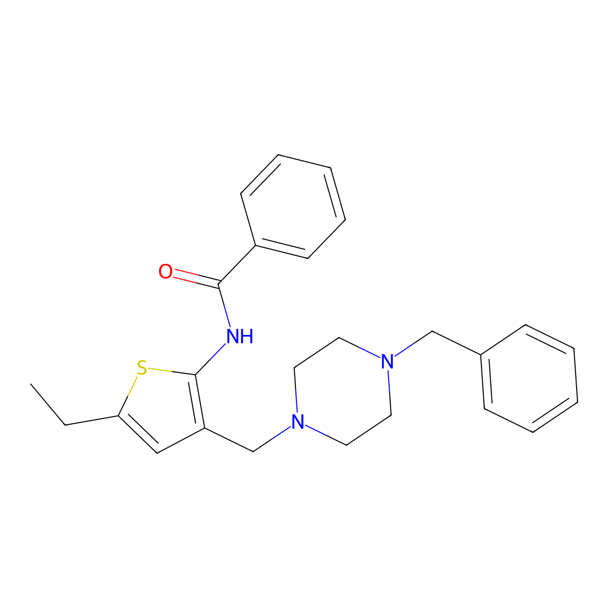 N-{3-[(4-benzylpiperazin-1-yl)methyl]-5-ethylthiophen-2-yl}benzamide molecular structure, CAS 690639-53-3