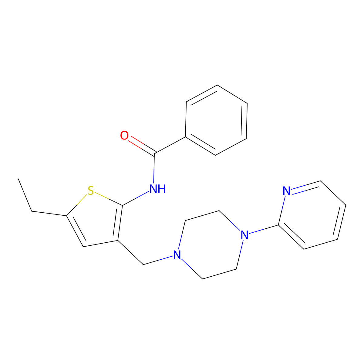 N-(5-ethyl-3-{[4-(pyridin-2-yl)piperazin-1-yl]methyl}thiophen-2-yl)benzamide molecular structure, CAS 690639-55-5