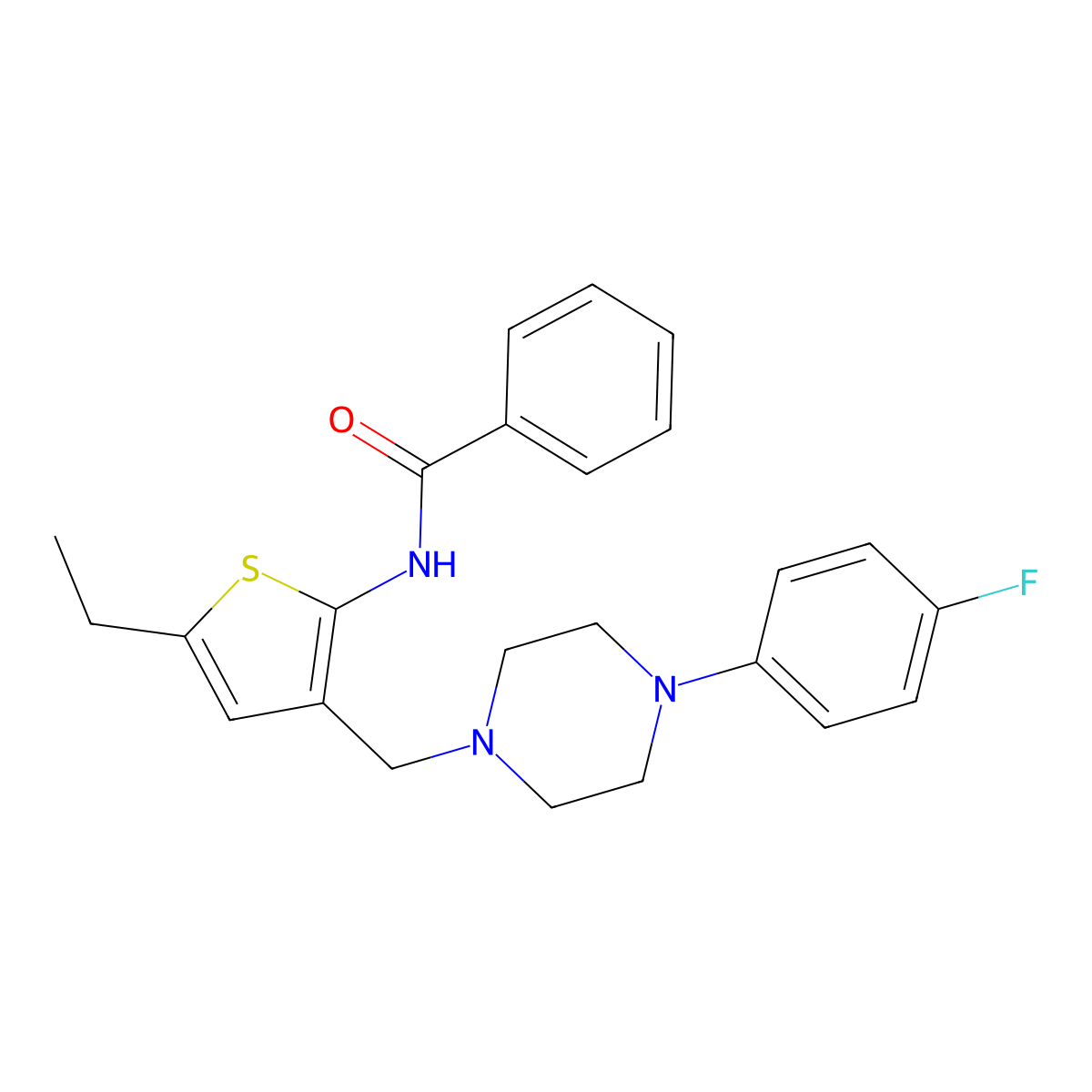 N-(5-ethyl-3-{[4-(4-fluorophenyl)piperazin-1-yl]methyl}thiophen-2-yl)benzamide molecular structure, CAS 690639-57-7