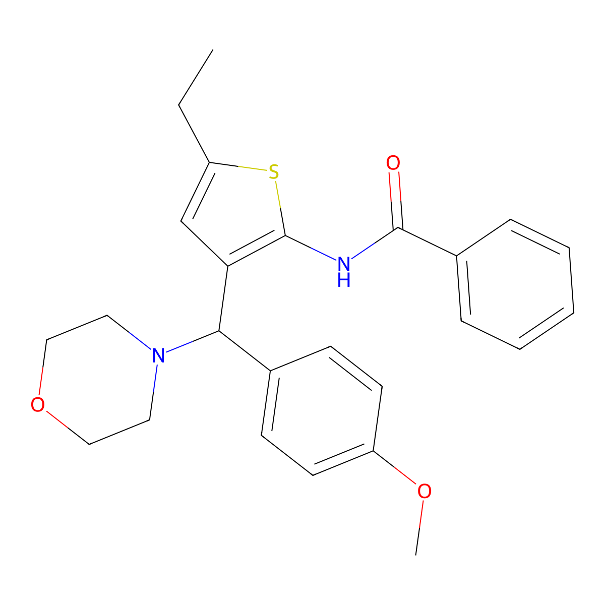 N-{5-ethyl-3-[(4-methoxyphenyl)(4-morpholinyl)methyl]-2-thienyl}benzamide molecular structure, CAS 690639-59-9