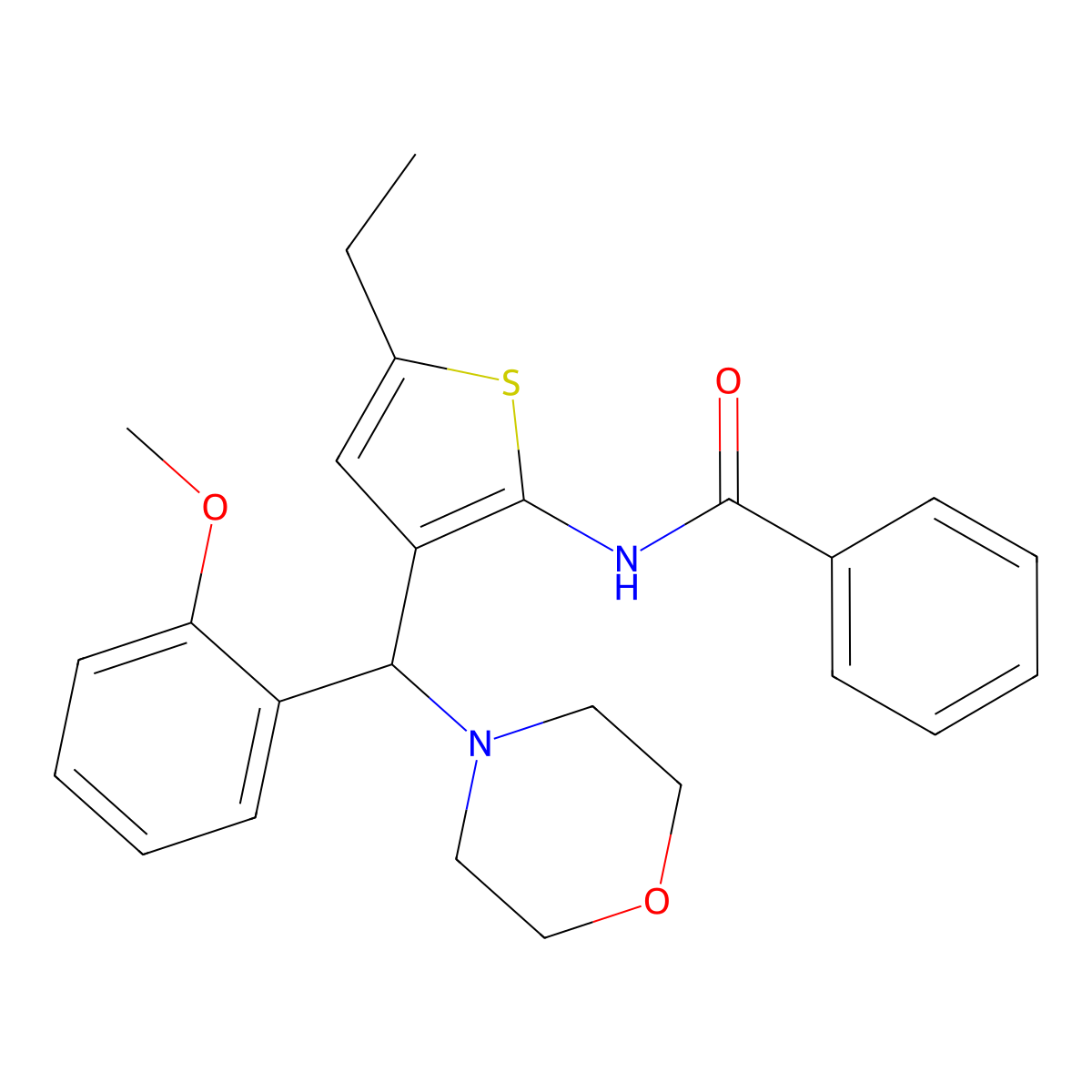 N-{5-ethyl-3-[(2-methoxyphenyl)(4-morpholinyl)methyl]-2-thienyl}benzamide molecular structure, CAS 690640-43-8