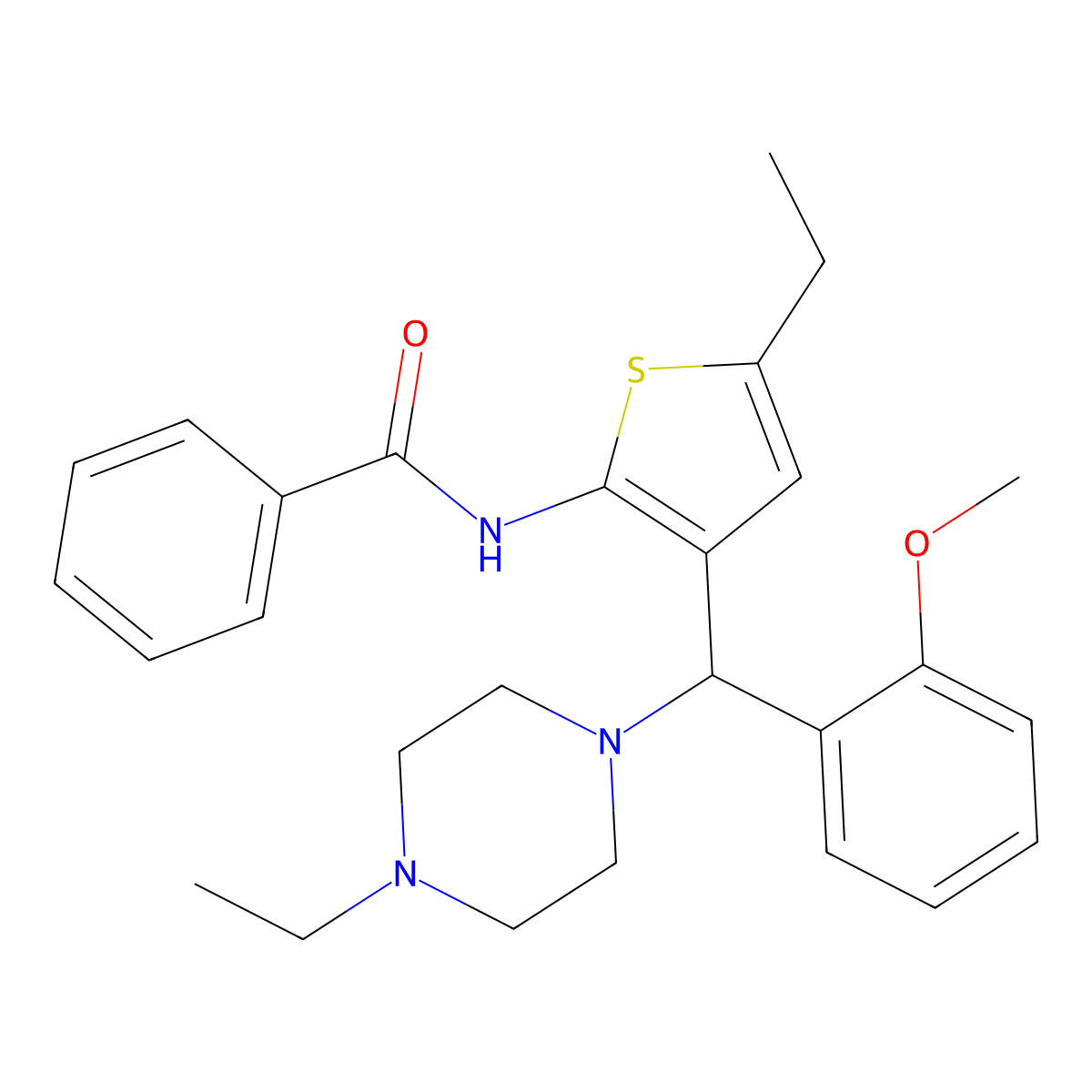 N-{5-ethyl-3-[(4-ethylpiperazin-1-yl)(2-methoxyphenyl)methyl]thiophen-2-yl}benzamide molecular structure, CAS 690640-46-1