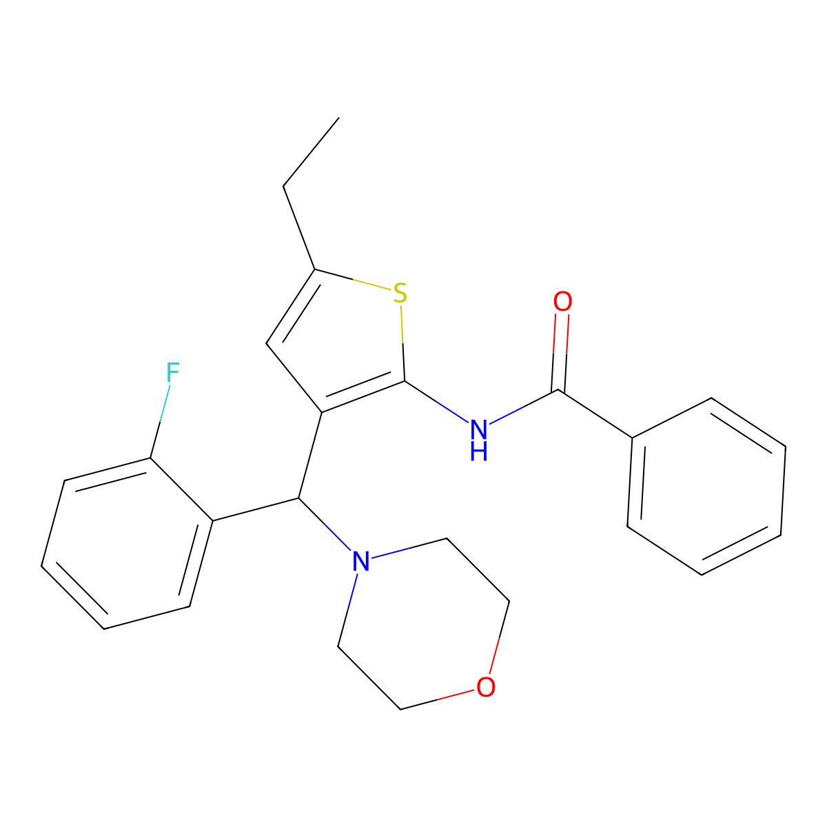 N-{5-ethyl-3-[(2-fluorophenyl)(4-morpholinyl)methyl]-2-thienyl}benzamide molecular structure, CAS 690640-48-3