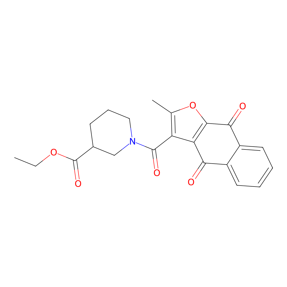 Ethyl 1-[(2-methyl-4,9-dioxo-4,9-dihydronaphtho[2,3-b]furan-3-yl)carbonyl]piperidine-3-carboxylate molecular structure, CAS 690640-80-3