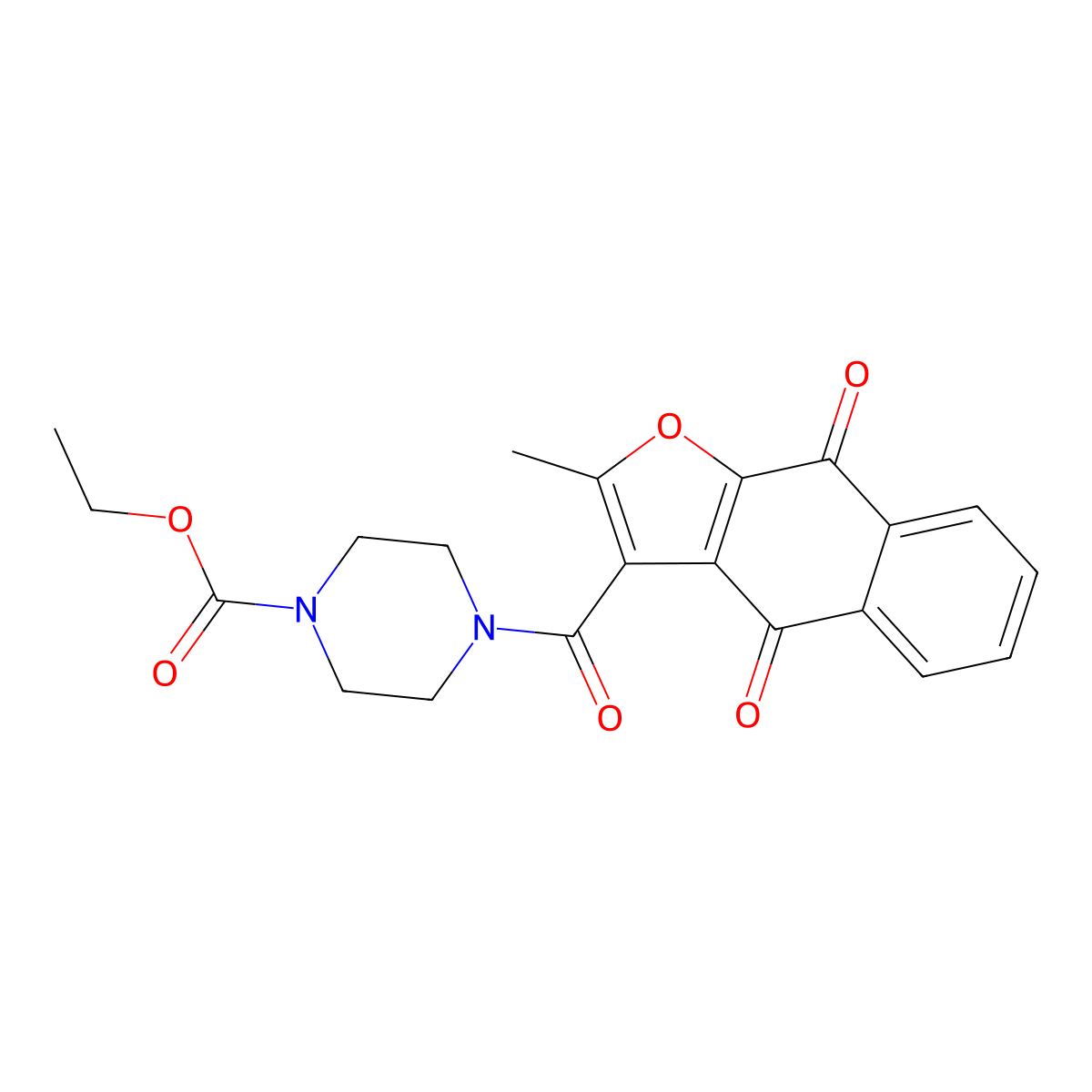 ethyl 4-{2-methyl-4,9-dioxo-4H,9H-naphtho[2,3-b]furan-3-carbonyl}piperazine-1-carboxylate molecular structure, CAS 690640-81-4