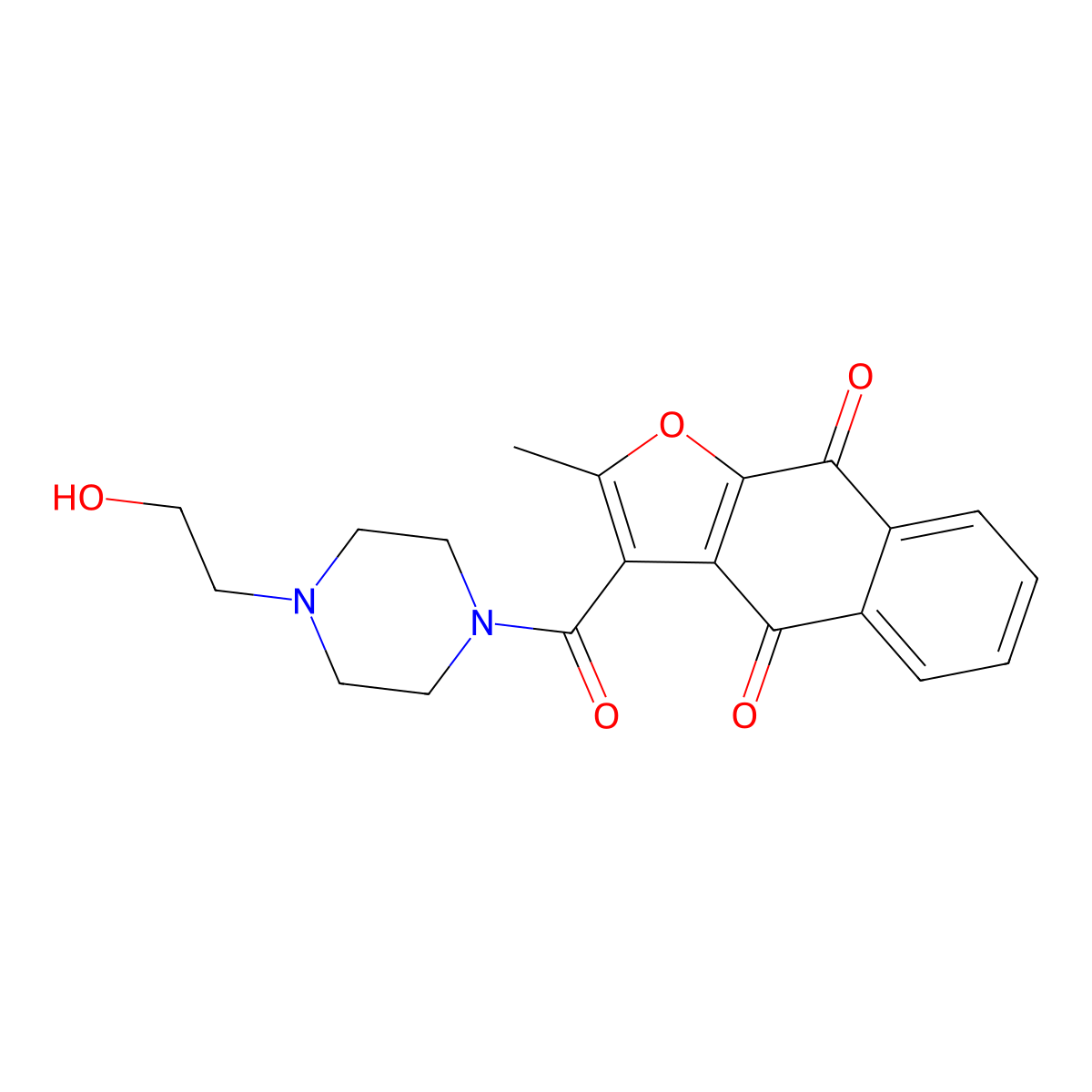 3-(4-(2-Hydroxyethyl)piperazine-1-carbonyl)-2-methylnaphtho[2,3-b]furan-4,9-dione molecular structure, CAS 690640-84-7