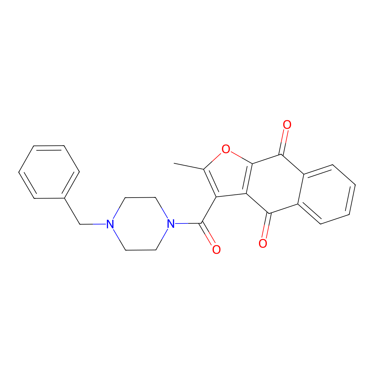 2-Methyl-3-{[4-benzylpiperazinyl]carbonyl}naphtho[2,3-b]furan-4,9-dione molecular structure, CAS 690640-85-8