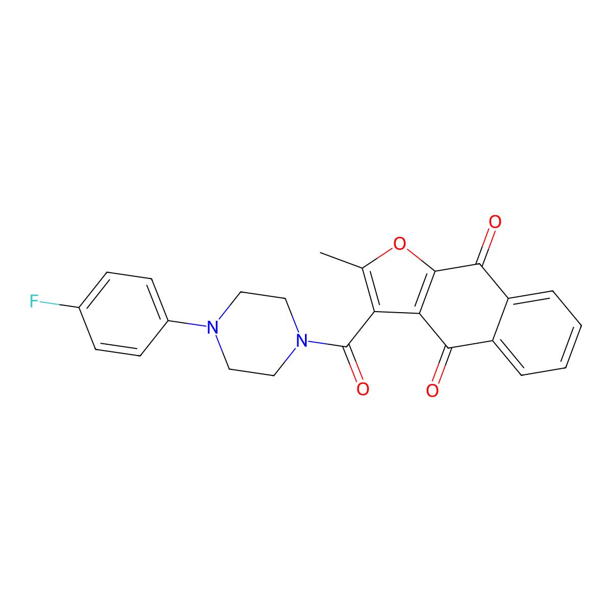 3-(4-(4-Fluorophenyl)piperazine-1-carbonyl)-2-methylnaphtho[2,3-b]furan-4,9-dione molecular structure, CAS 690640-89-2