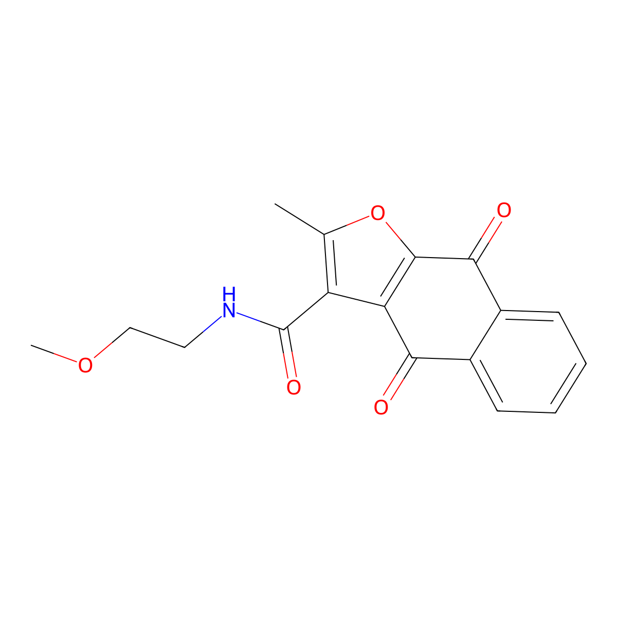 N-(2-methoxyethyl)-2-methyl-4,9-dioxo-4,9-dihydronaphtho[2,3-b]furan-3-carboxamide molecular structure, CAS 690640-93-8