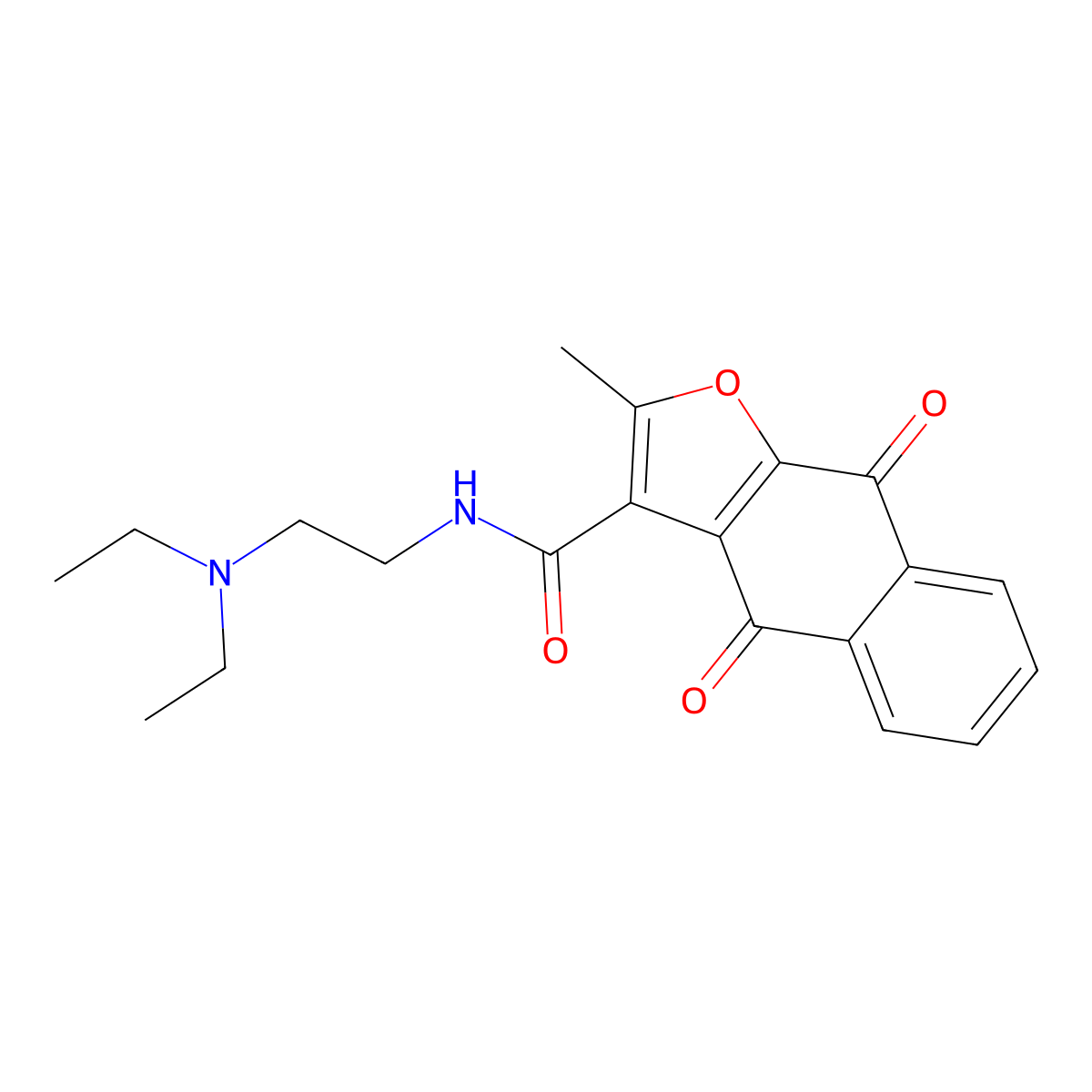 N-[2-(diethylamino)ethyl]-2-methyl-4,9-dioxo-4H,9H-naphtho[2,3-b]furan-3-carboxamide molecular structure, CAS 690640-94-9
