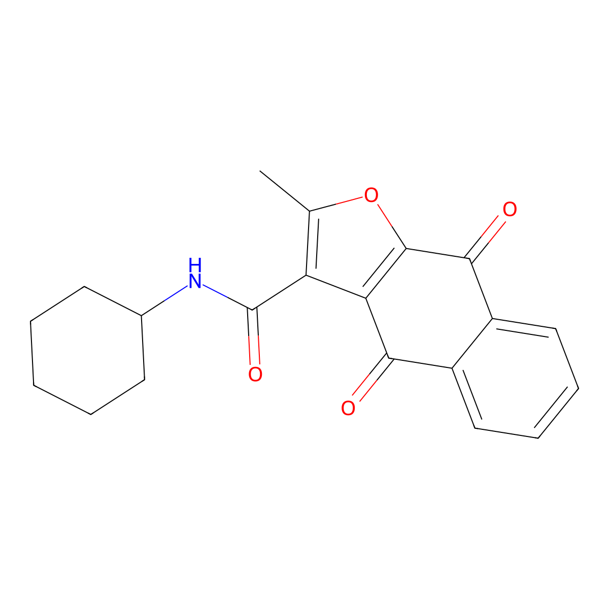 N-cyclohexyl-2-methyl-4,9-dioxo-4H,9H-naphtho[2,3-b]furan-3-carboxamide molecular structure, CAS 690640-97-2