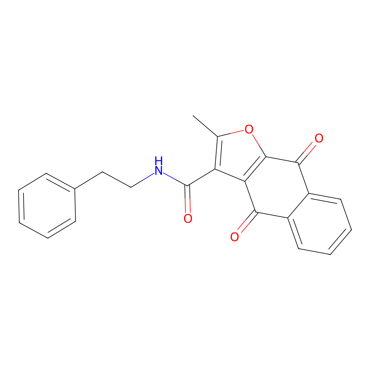 2-methyl-4,9-dioxo-N-(2-phenylethyl)-4,9-dihydronaphtho[2,3-b]furan-3-carboxamide molecular structure, CAS 690640-99-4