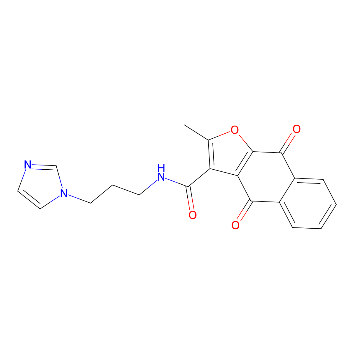N-[3-(1H-imidazol-1-yl)propyl]-2-methyl-4,9-dioxo-4H,9H-naphtho[2,3-b]furan-3-carboxamide molecular structure, CAS 690641-03-3
