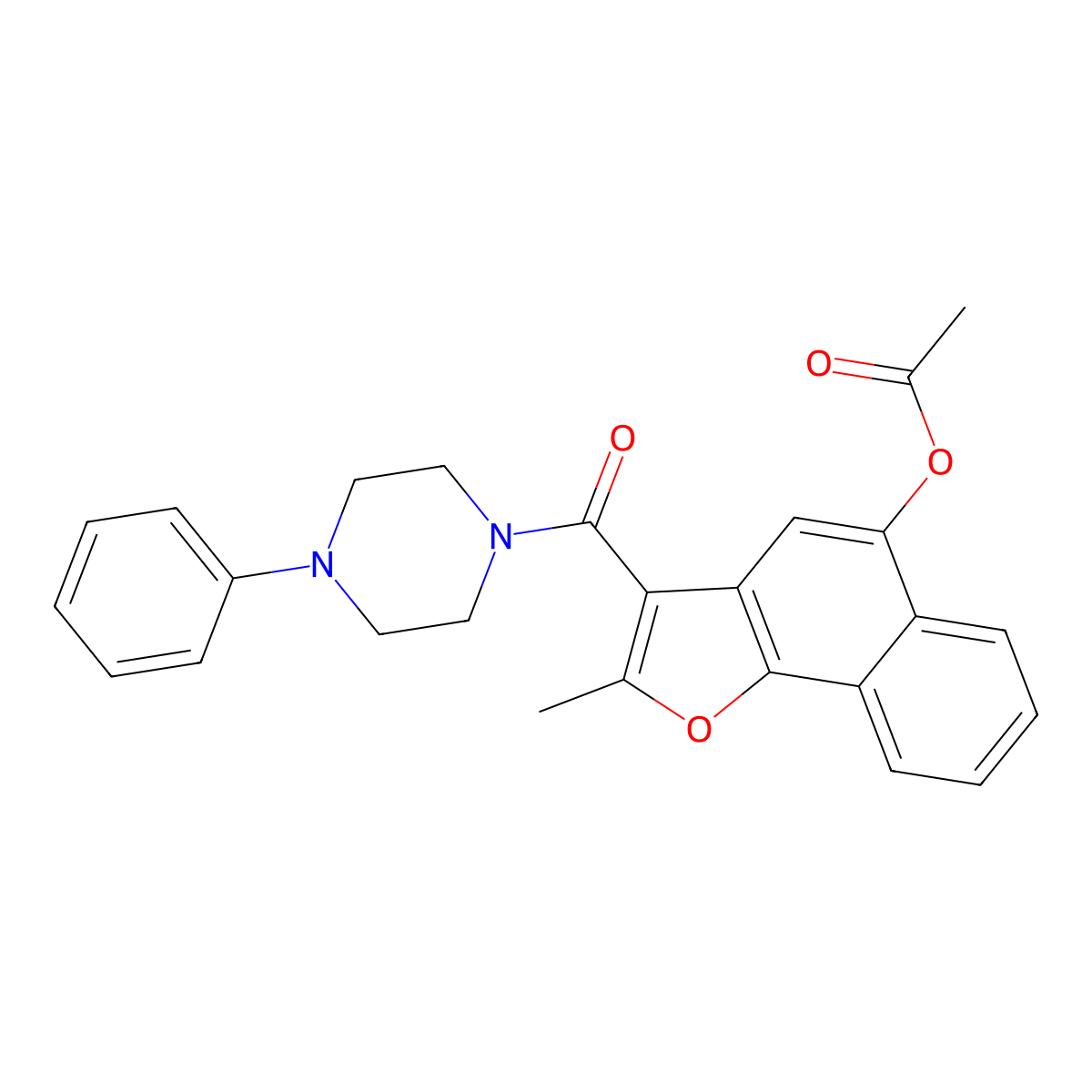 2-Methyl-3-[(4-phenylpiperazin-1-yl)carbonyl]naphtho[1,2-b]furan-5-yl acetate molecular structure, CAS 690641-08-8