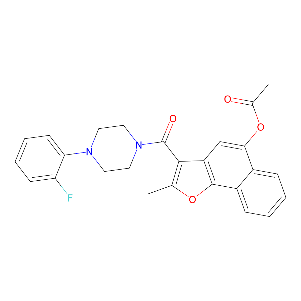 3-{[4-(2-Fluorophenyl)piperazin-1-yl]carbonyl}-2-methylnaphtho[1,2-b]furan-5-yl acetate molecular structure, CAS 690641-10-2